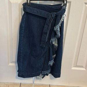 Halogen dark wash denim midi skirt, size 2